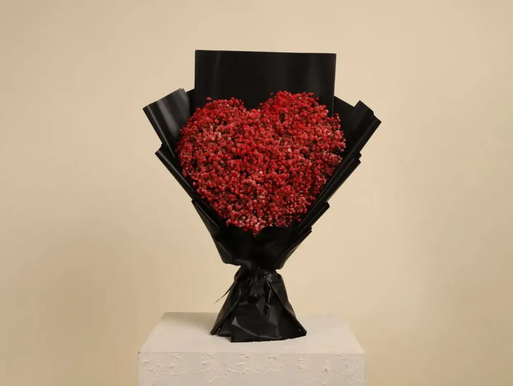 Red Gypsophila bouquet